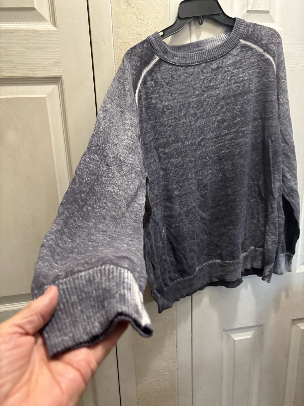 Helix men Washed Knit Crewneck Sweater - Gray
